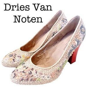 Dries Van Noten Printed Beaded Accents Pumps Size 7